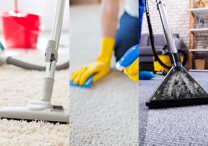 Vacuuming Stain Treating Steam Cleaning Carpet