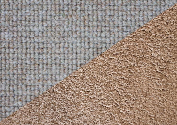 Close Up Comparison of Cut Pile and Loop Pile Carpet