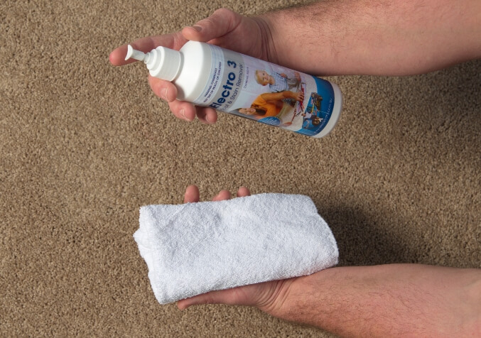 Treating Carpet Stain with Electro 3 Spot and Stain Remover