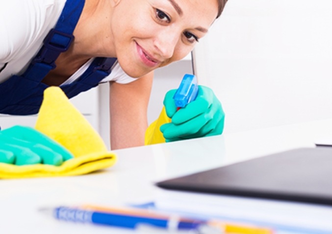 Woman Spraying in table